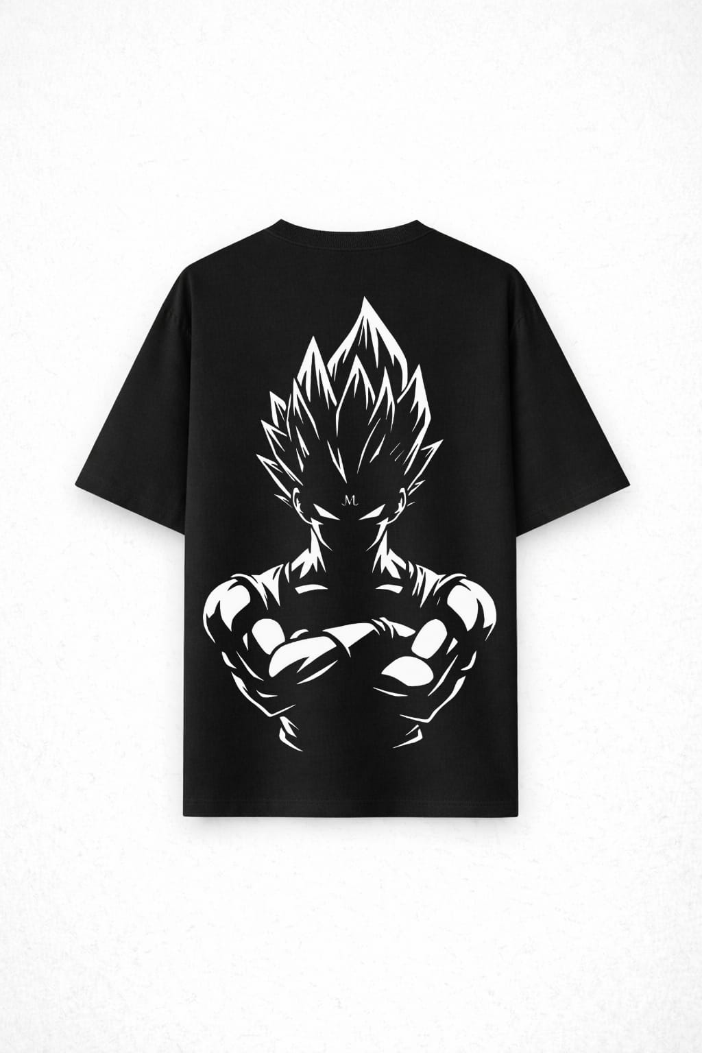 Black Streetwear Anime T-Shirt – Minimal Front Logo & Bold Back Print