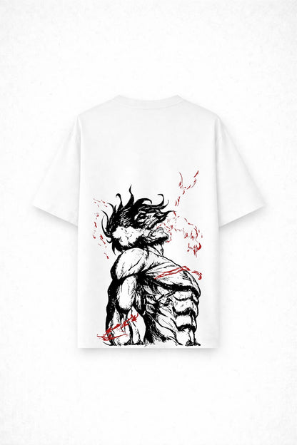 Attack Titan Anime Oversized T-Shirt (White Edition)