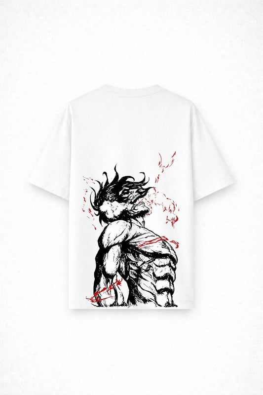 Attack Titan Anime Oversized T-Shirt (White Edition)