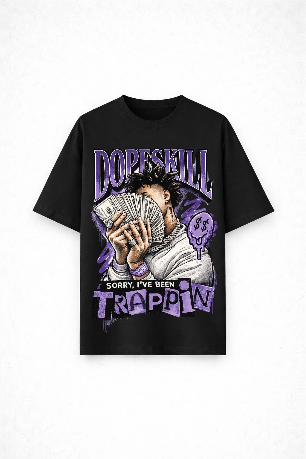 Dopeskill Trappin Graphic Printed Black T-Shirt