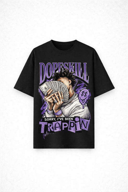 Dopeskill Trappin Graphic Printed Black T-Shirt