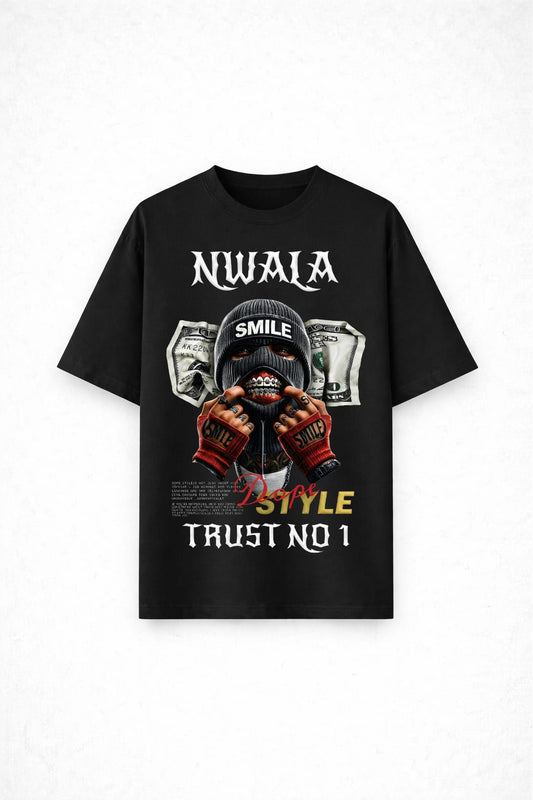 NWAIA Dope Style Graphic Printed Black T-Shirt (Trust No One)